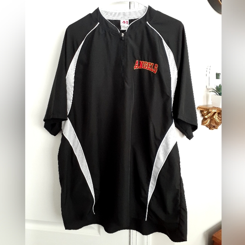 A4 Men's 1/4 Zip Batting Jacket Angels, Sz L